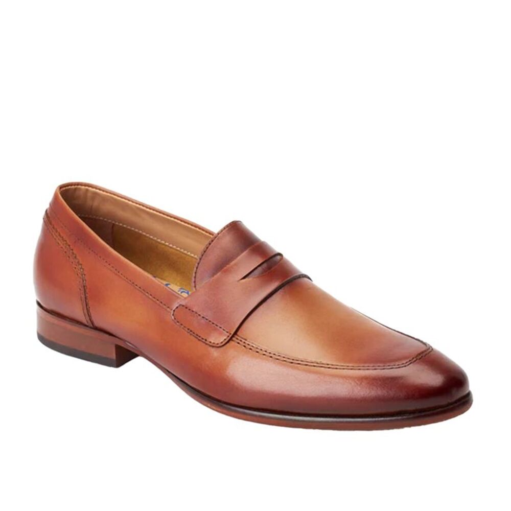 Base London Mens Bruno Leather Penny Loafers / Burnt Tan